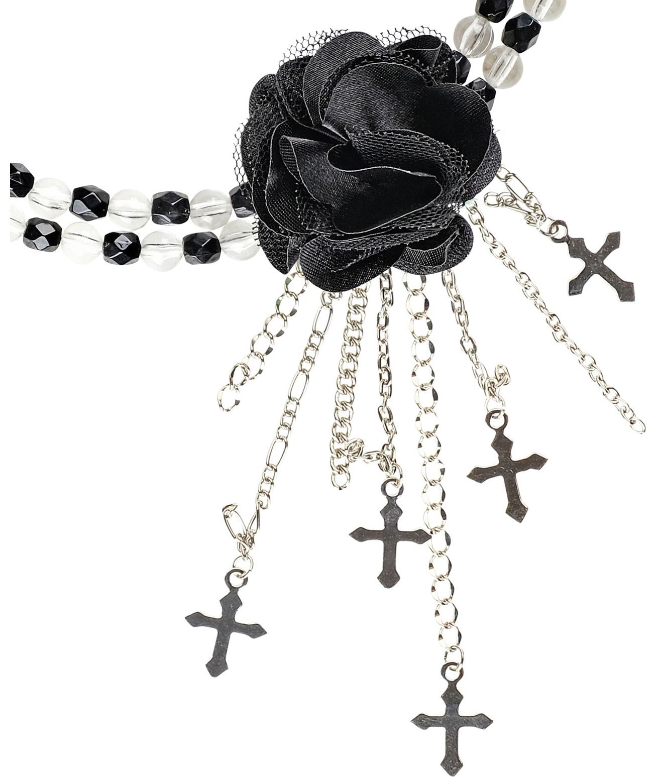 Gothic choker met bloem zwart