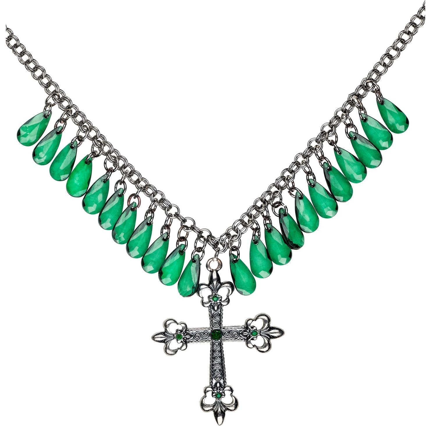 Gothic ketting met kruis groen