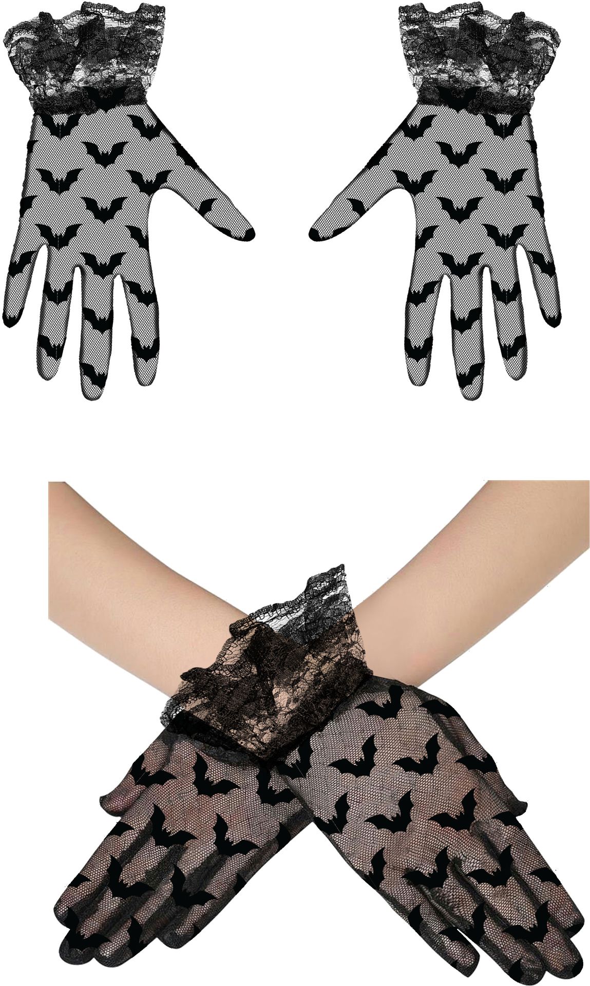 Gothic Vleermuis Handschoenen Kant
