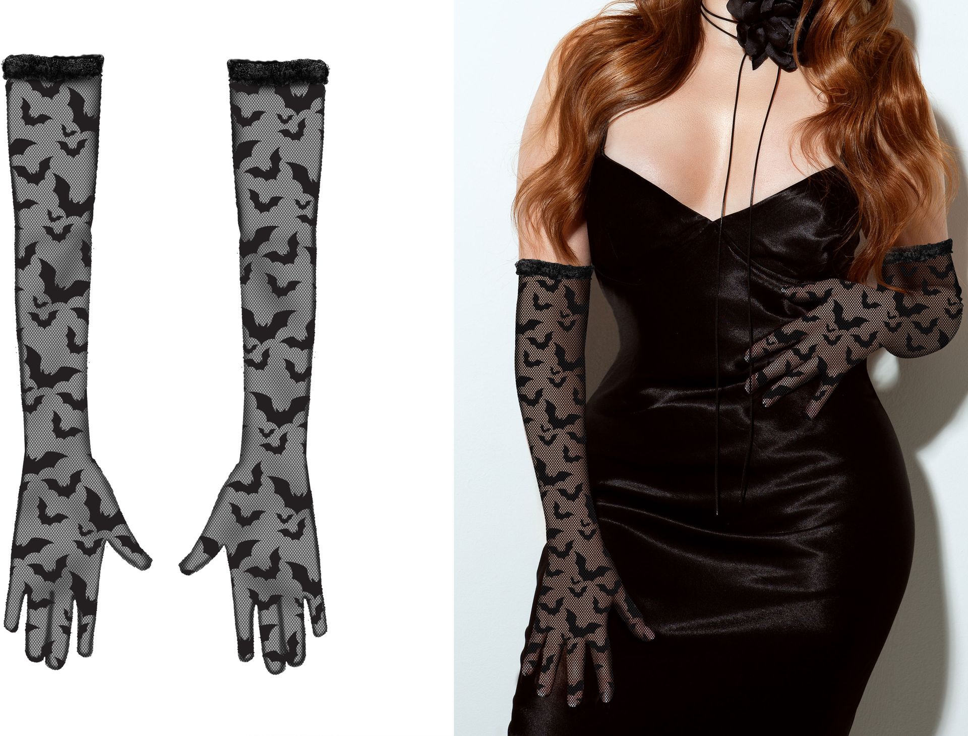 Gothic Vleermuis Lange Handschoenen Kant