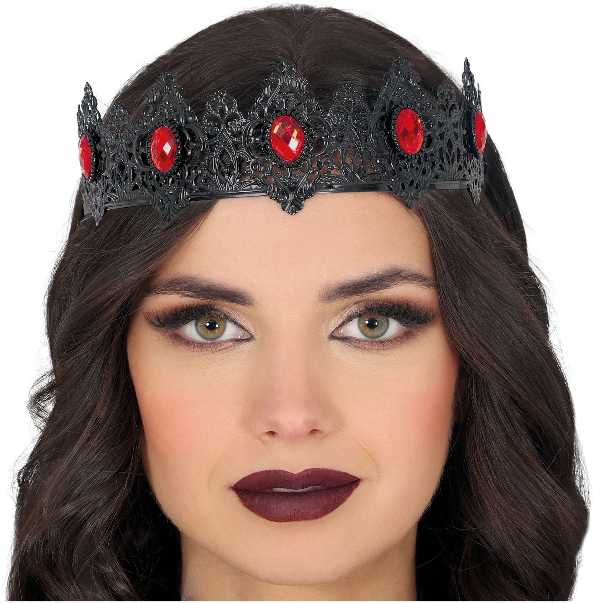 Gothic Zwarte Barok Kroon met Rubys