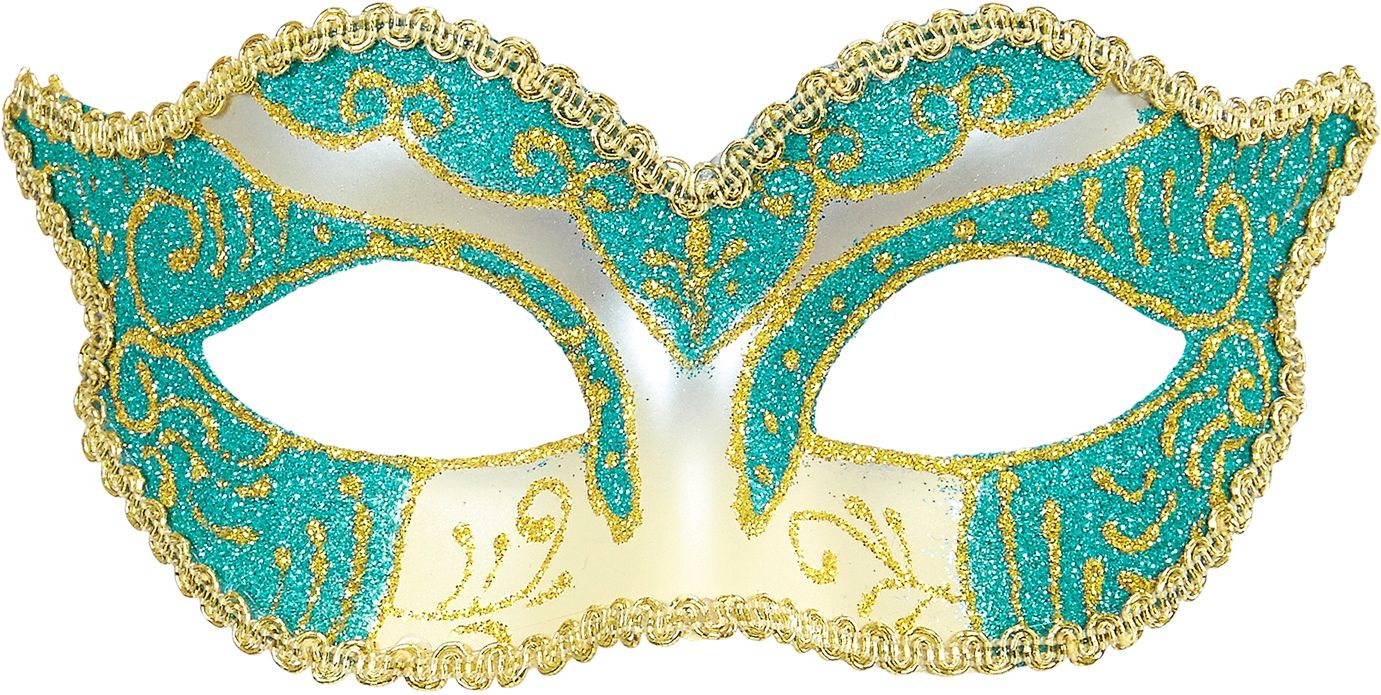 Goud-blauwe glitters hertogin oogmasker