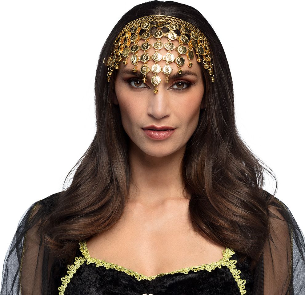 Gouden 1001 nacht belly dance hoofdband met muntjes