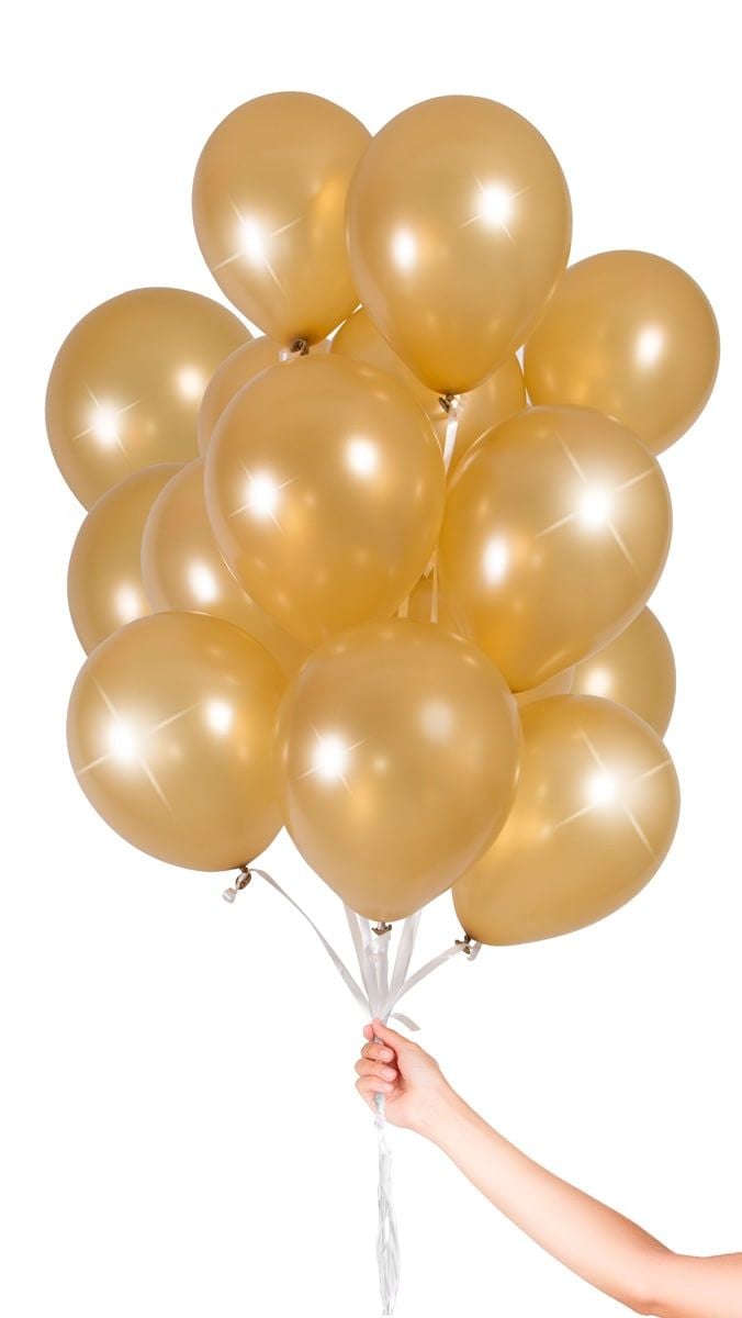 Gouden ballonnen met lint 30 stuks 23cm