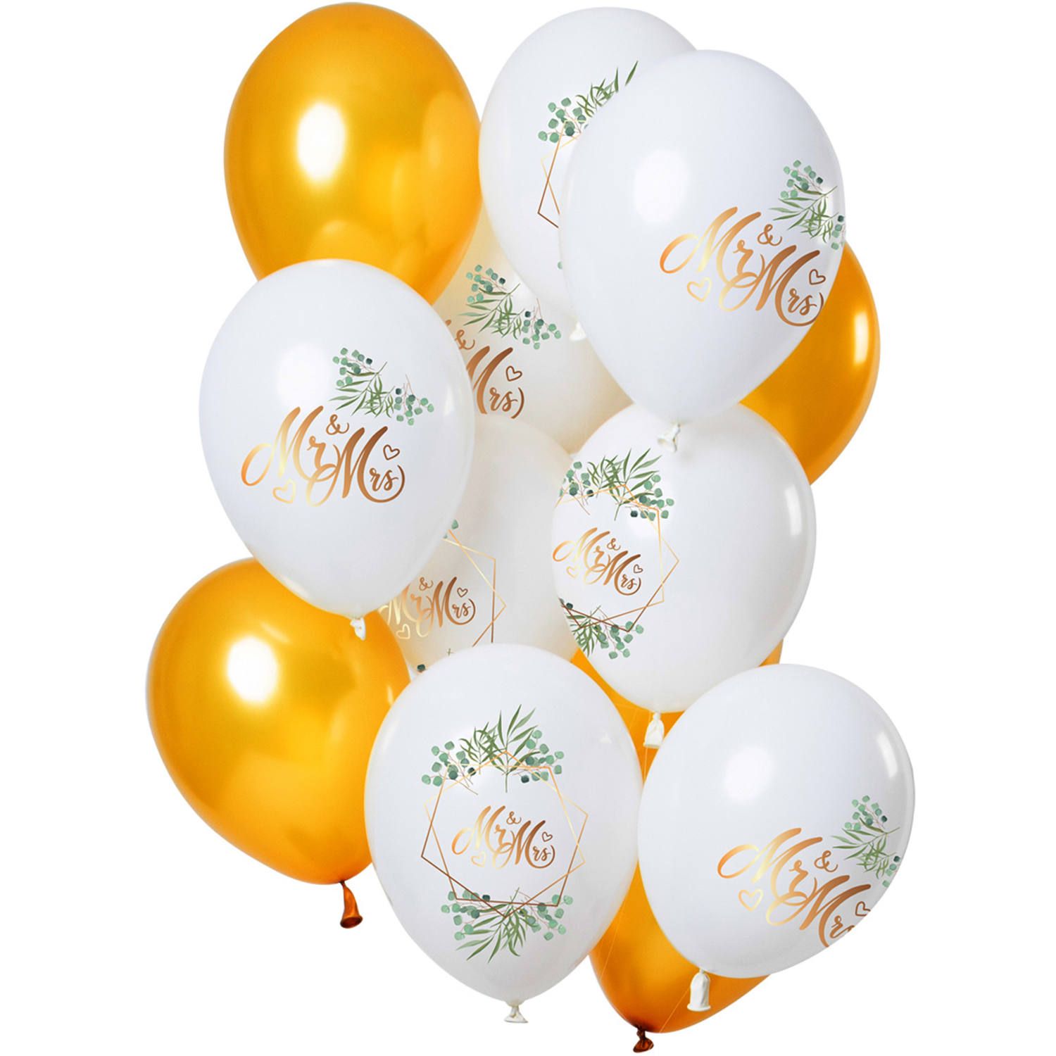 Gouden bruiloft Mr en Mrs ballonnen 12 stuks