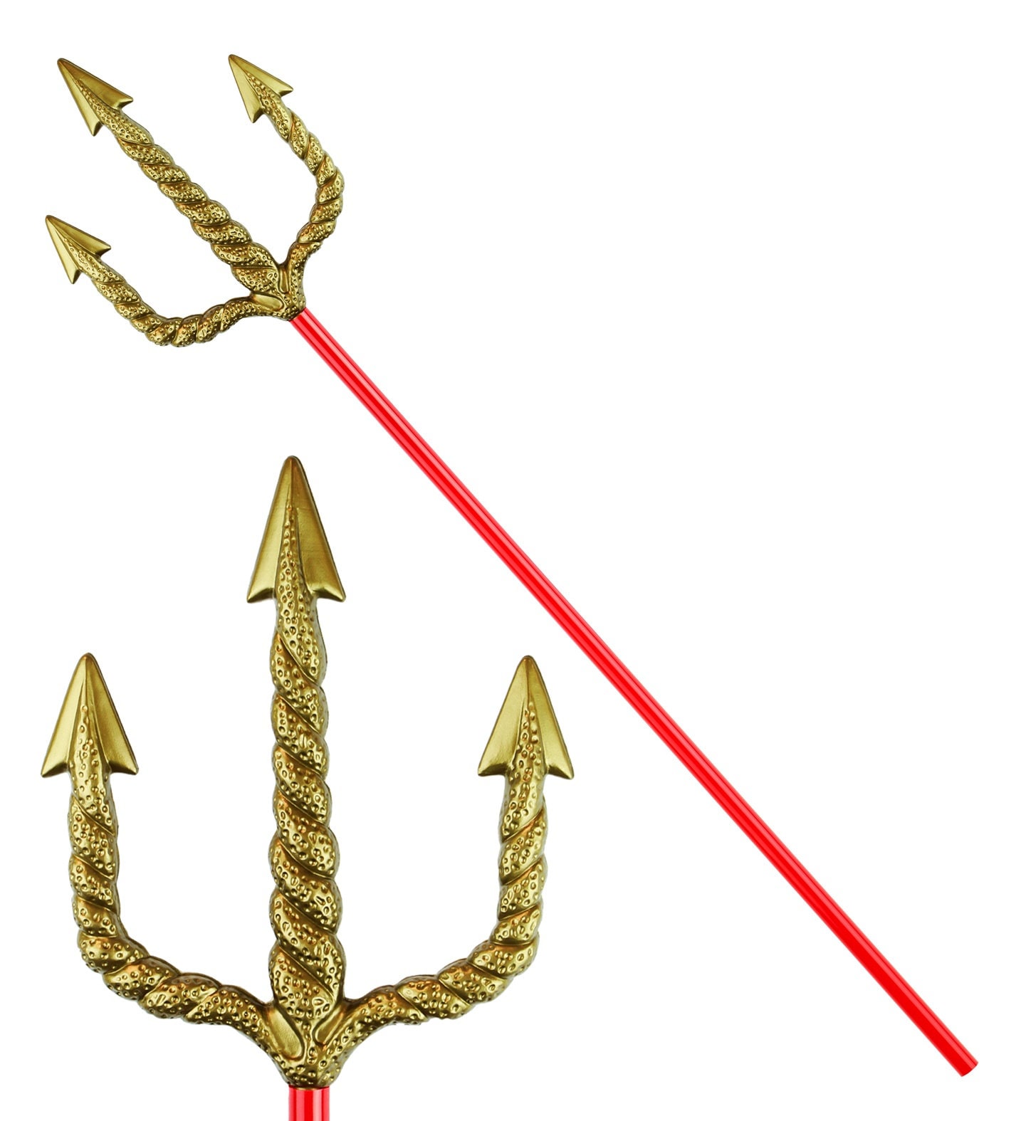 Gouden Duivel Drietand met Rode Steel