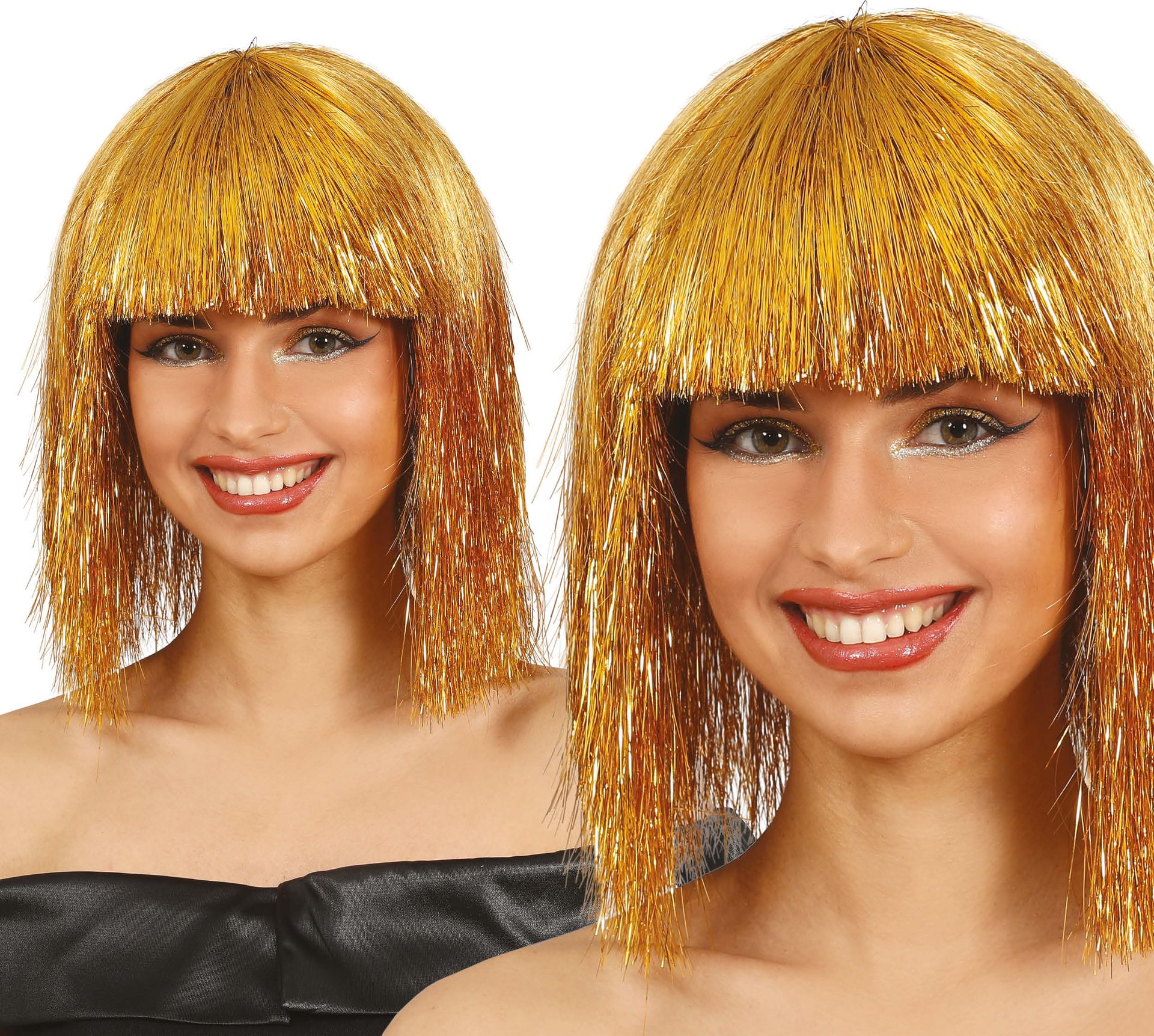 Gouden folie pruik