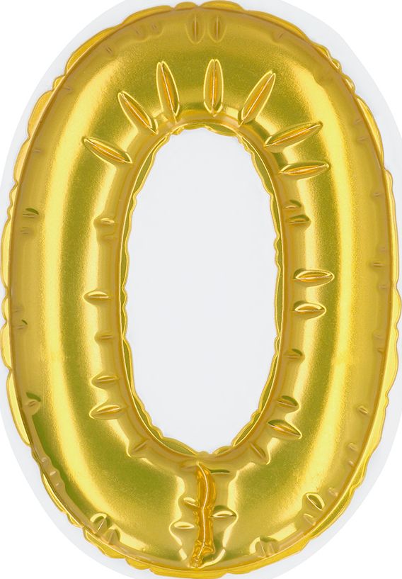 Gouden Folieballon Sticker Nummer 0 Verjaardag