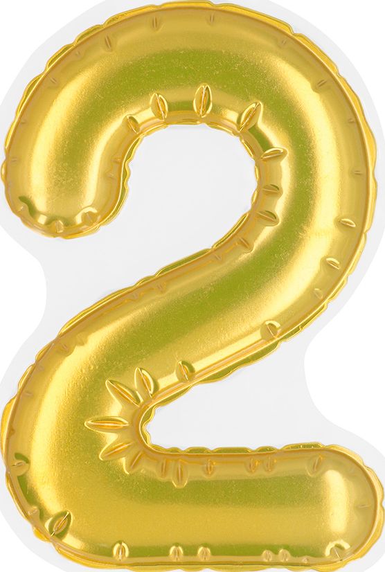 Gouden Folieballon Sticker Nummer 2 Verjaardag