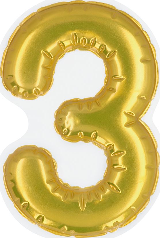 Gouden Folieballon Sticker Nummer 3 Verjaardag