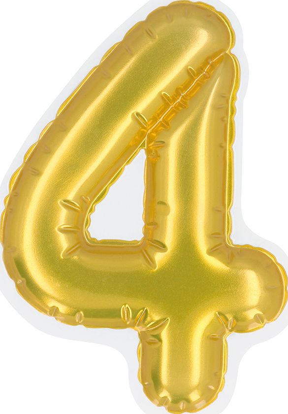 Gouden Folieballon Sticker Nummer 4 Verjaardag