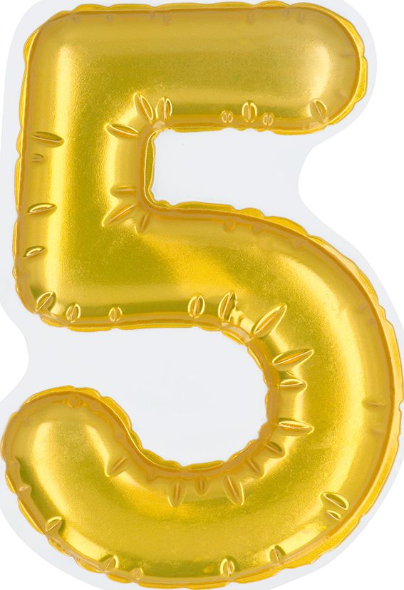 Gouden Folieballon Sticker Nummer 5 Verjaardag