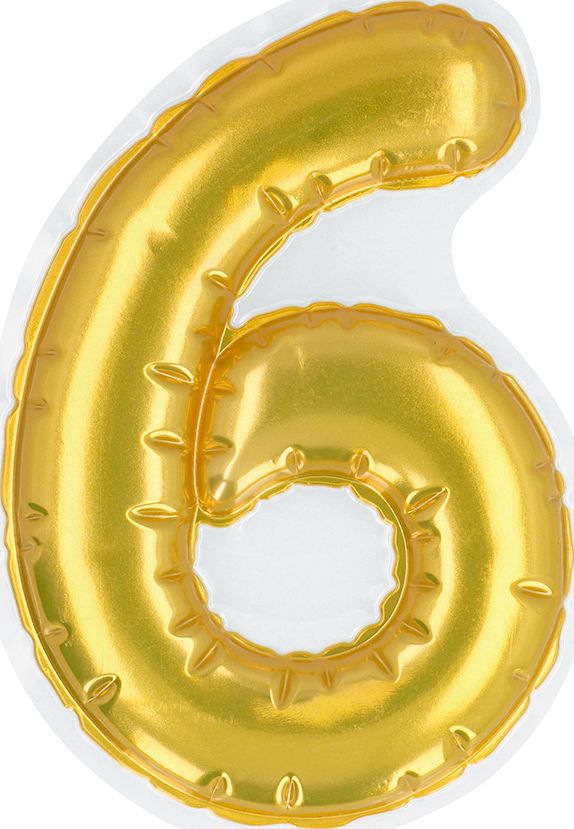 Gouden Folieballon Sticker Nummer 6 Verjaardag
