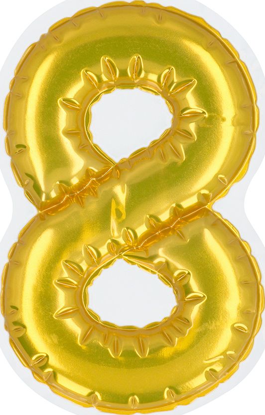 Gouden Folieballon Sticker Nummer 8 Verjaardag