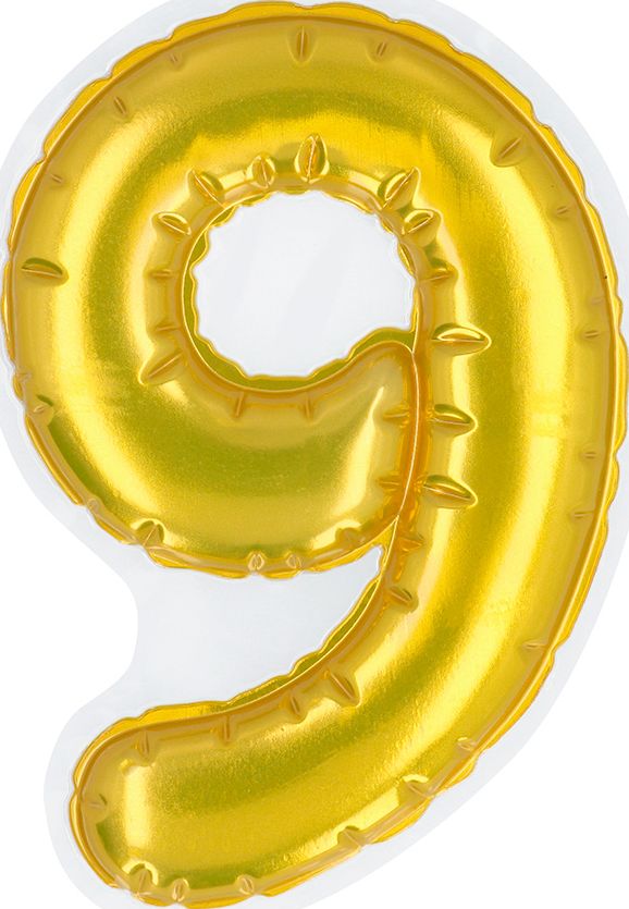 Gouden Folieballon Sticker Nummer 9 Verjaardag