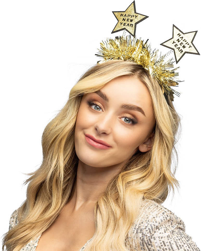 Gouden Glitter Diadeem Happy New Year Dames