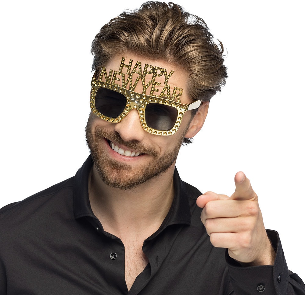 Gouden Glitter Feestbril Oud en Nieuw
