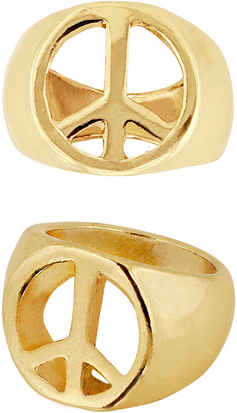 Gouden hippie peace ring