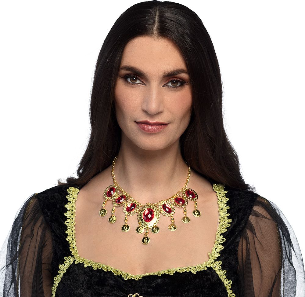 Gouden ketting met ruby steentjes