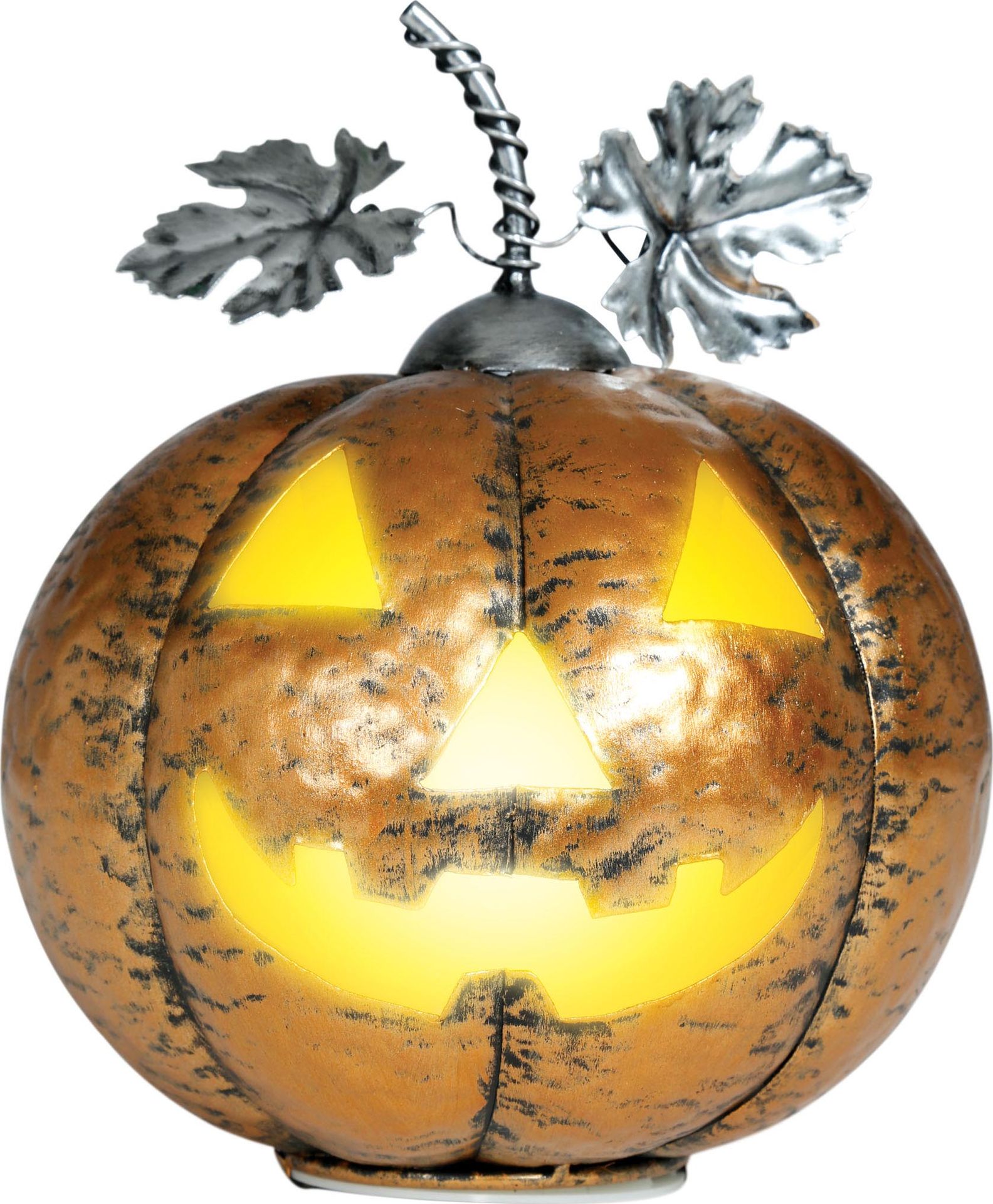 Gouden metalen pompoen met verlichting halloween