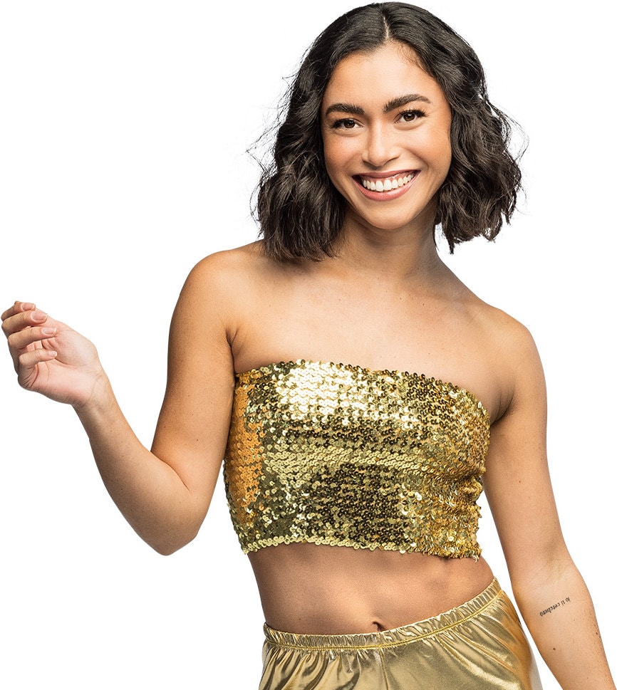 Gouden Pailletten Disco Top Dames