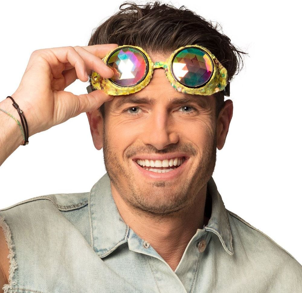 Gouden pailletten festival rave bril caleidoscoop