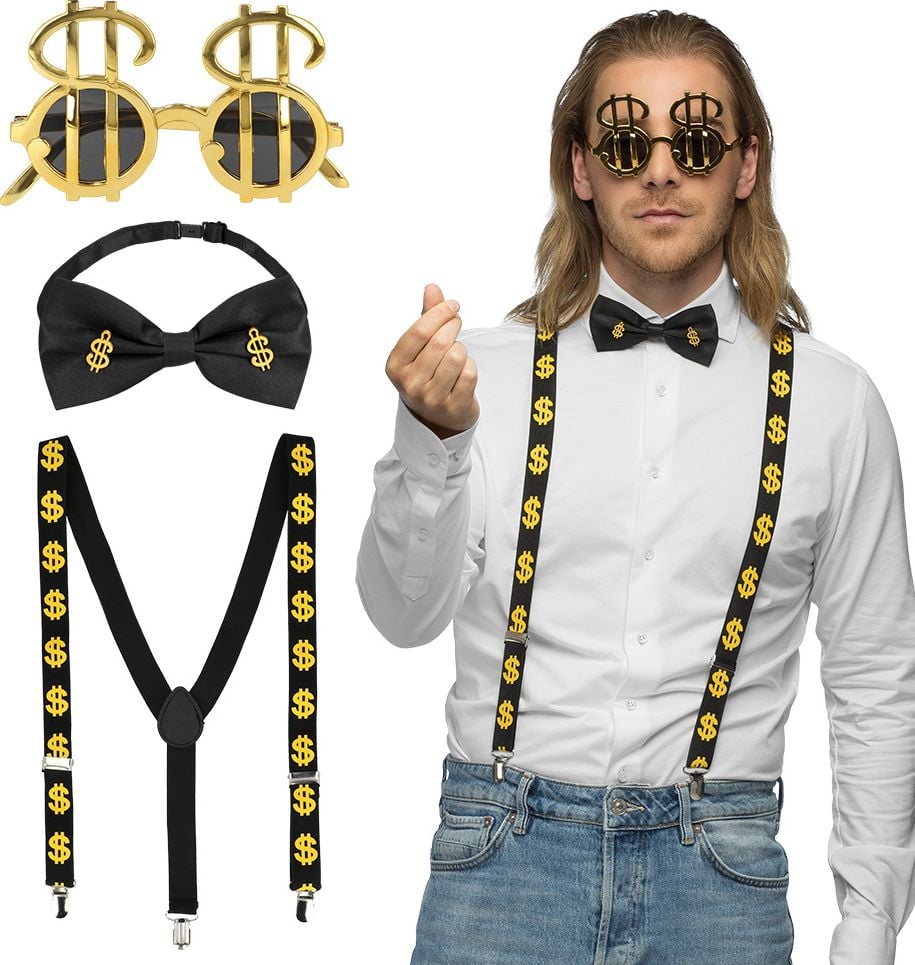 Gouden Pimp Accessoireset 3-Delig