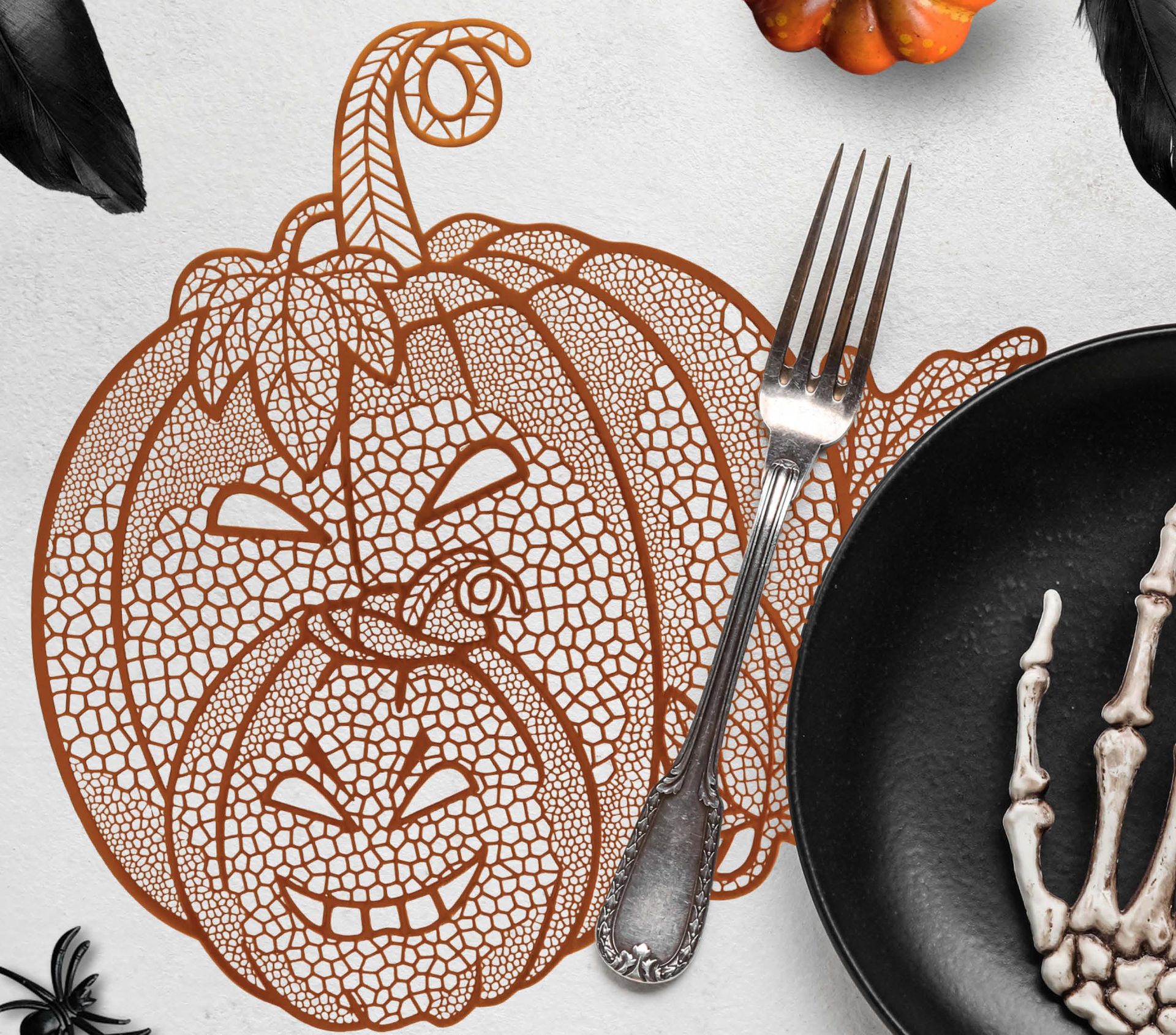 Gouden pompoen placemat 40 cm halloween