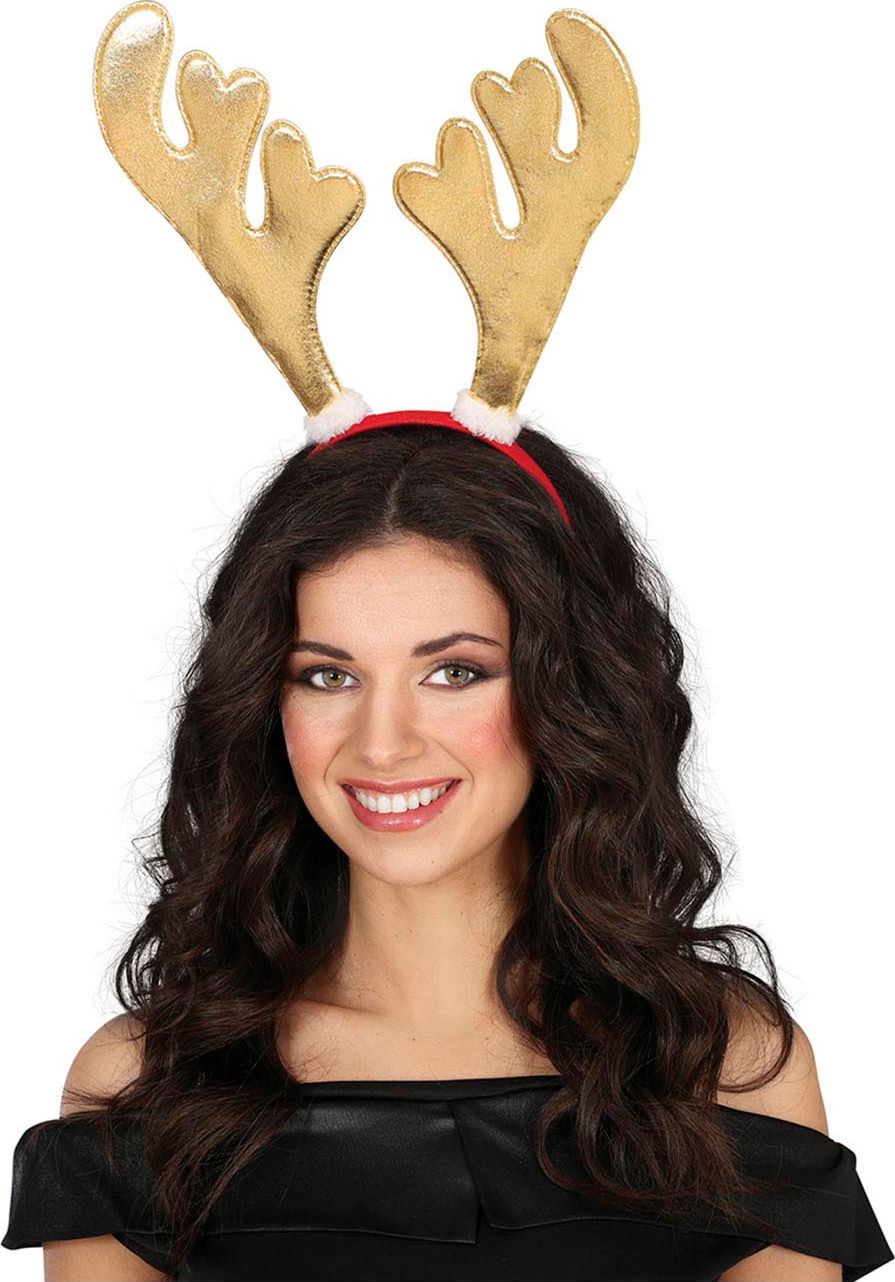 Gouden rendier hoofdband kerstaccessoire