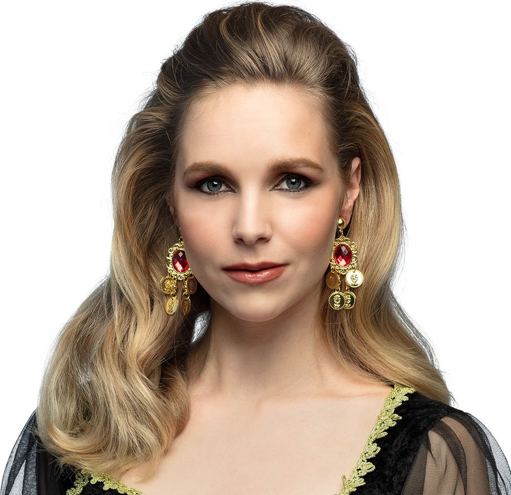 Gouden Ruby Oorbellen