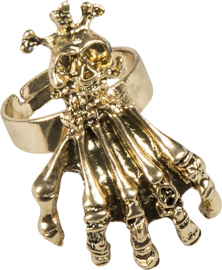 Gouden skelet hand ring