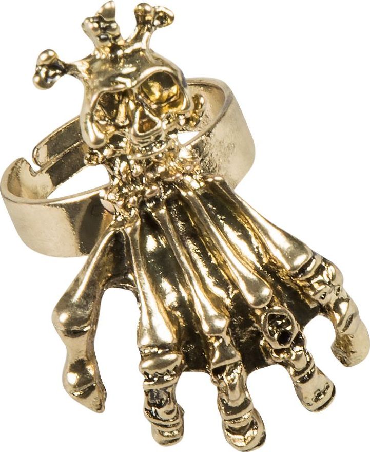 Gouden skelet hand ring