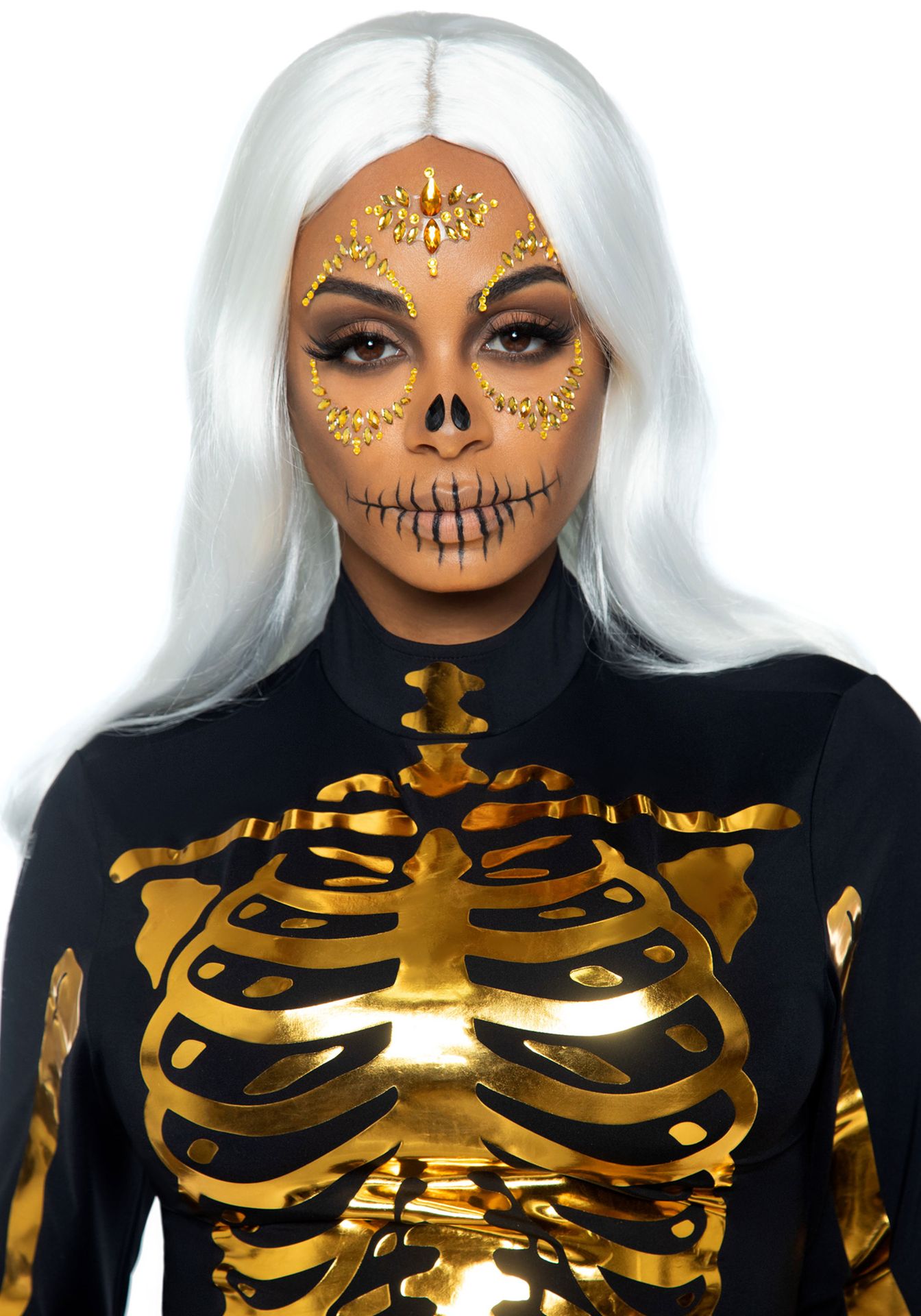 Gouden sugar skull gezicht jewels