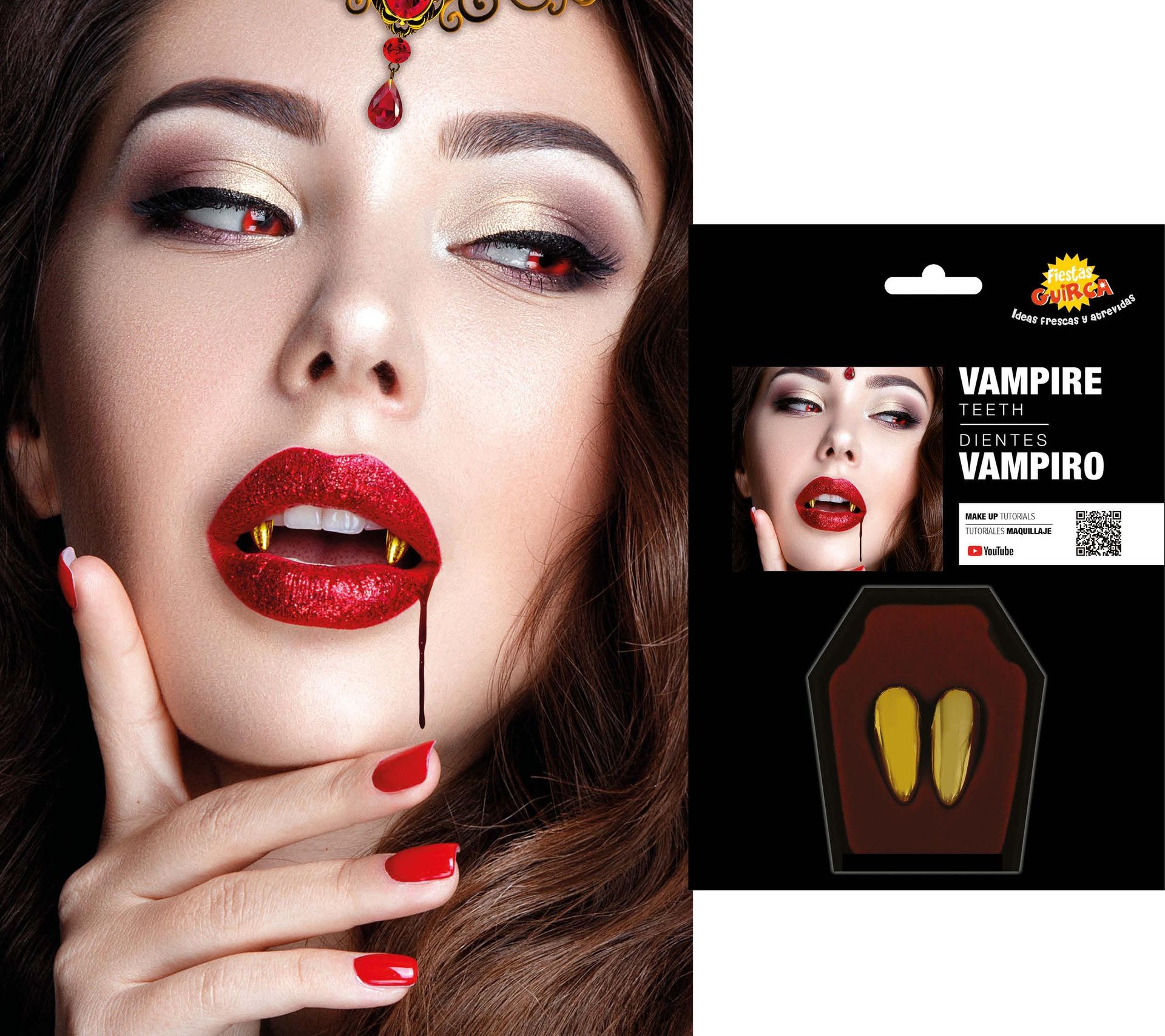 Gouden vampier hoektanden halloween