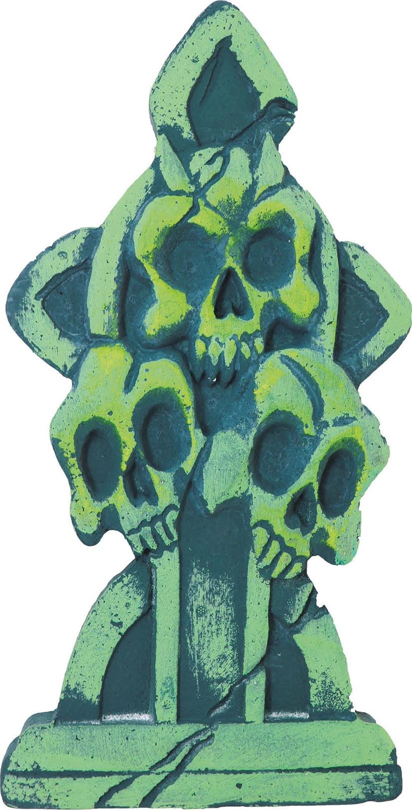 Grafsteen met schedels groen 43 x 22 cm halloween