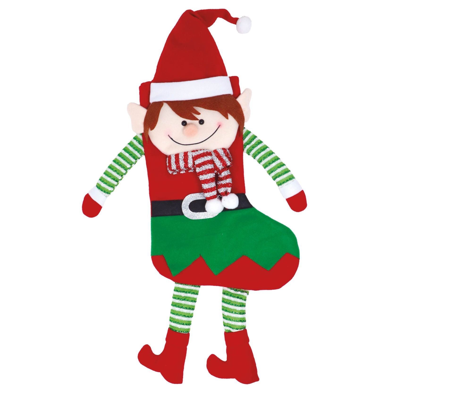 Grappig kerstelf kerstsok cadeau 57cm