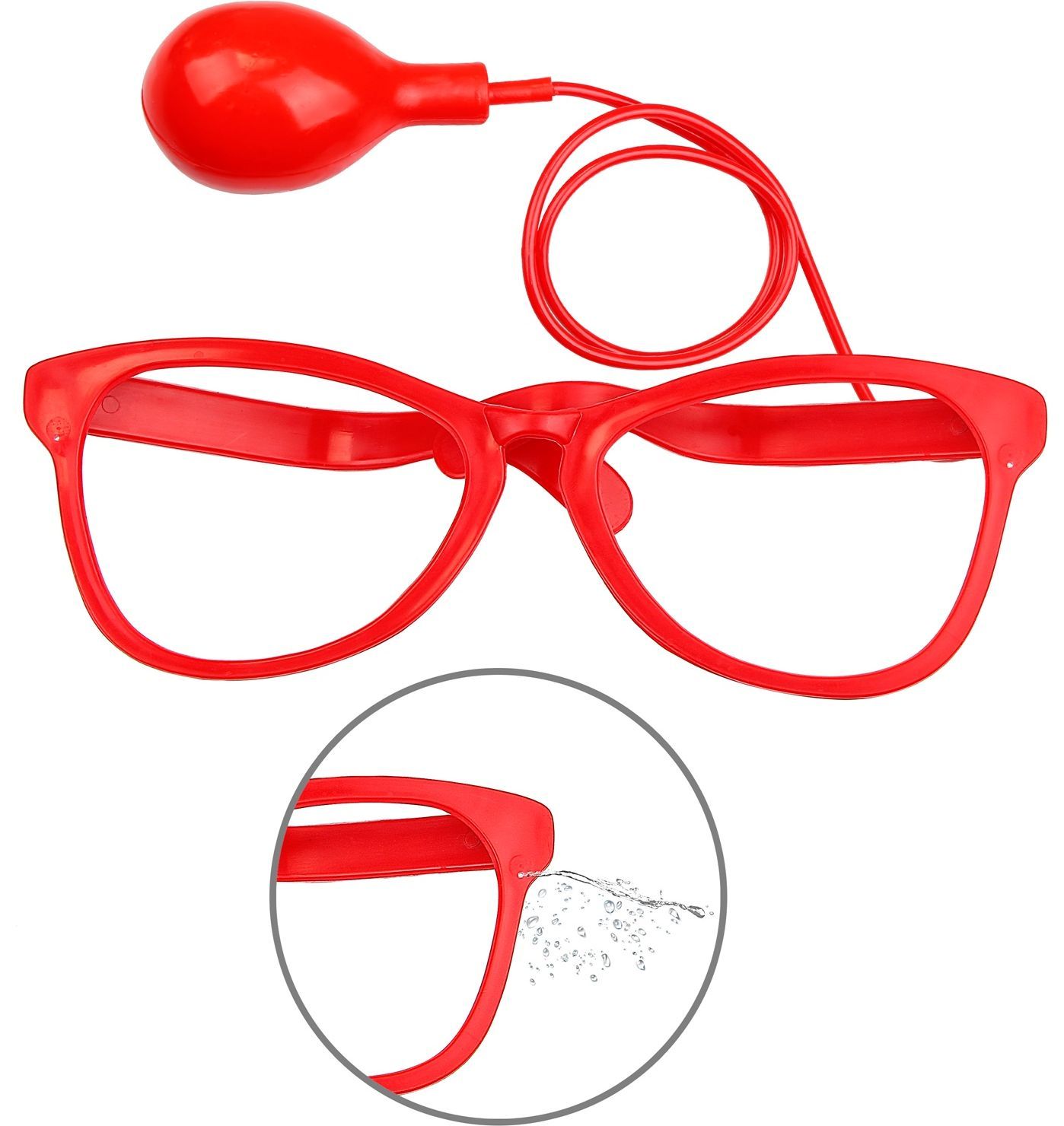 Grappige waterspuitende feestbril rood