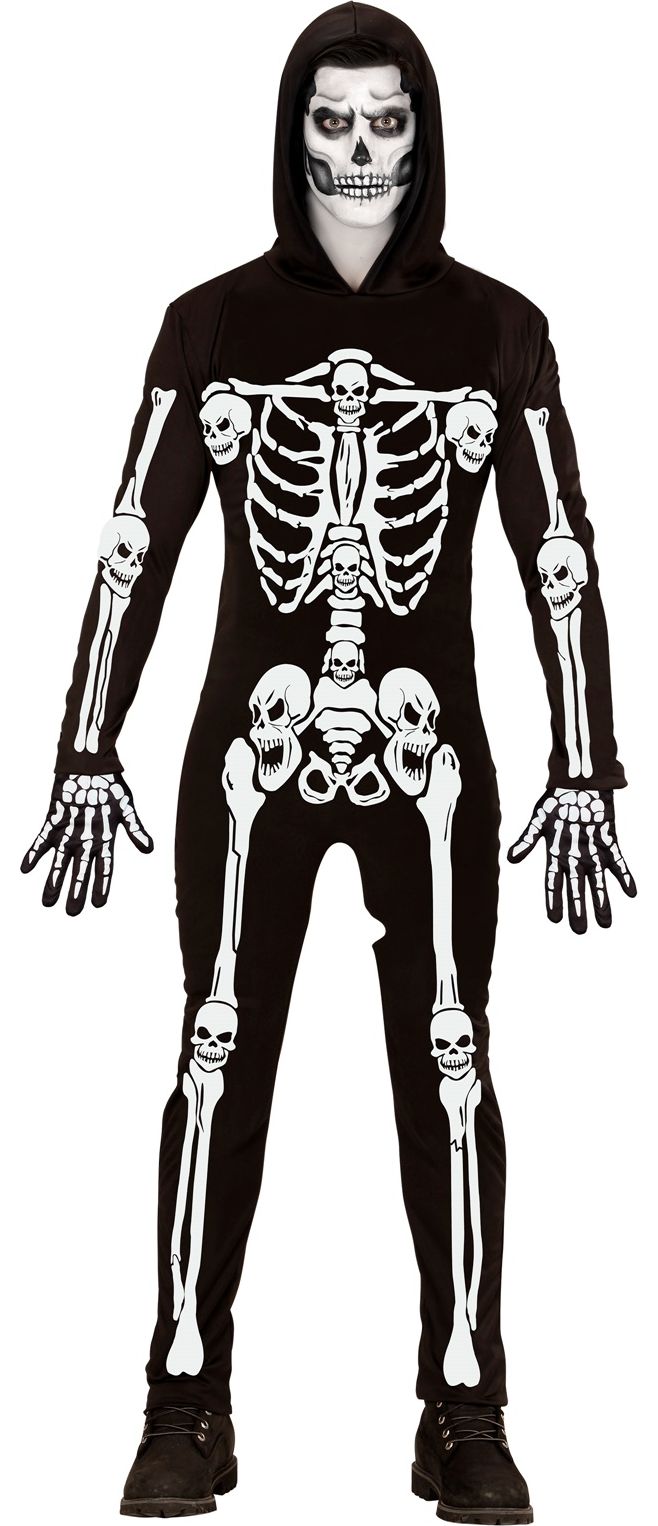 Griezelige skelet pak halloween mannen