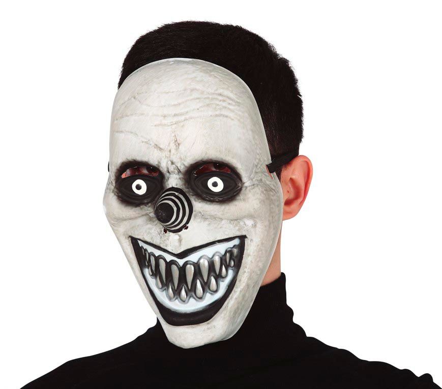 Grijs lachende horror clown masker halloween
