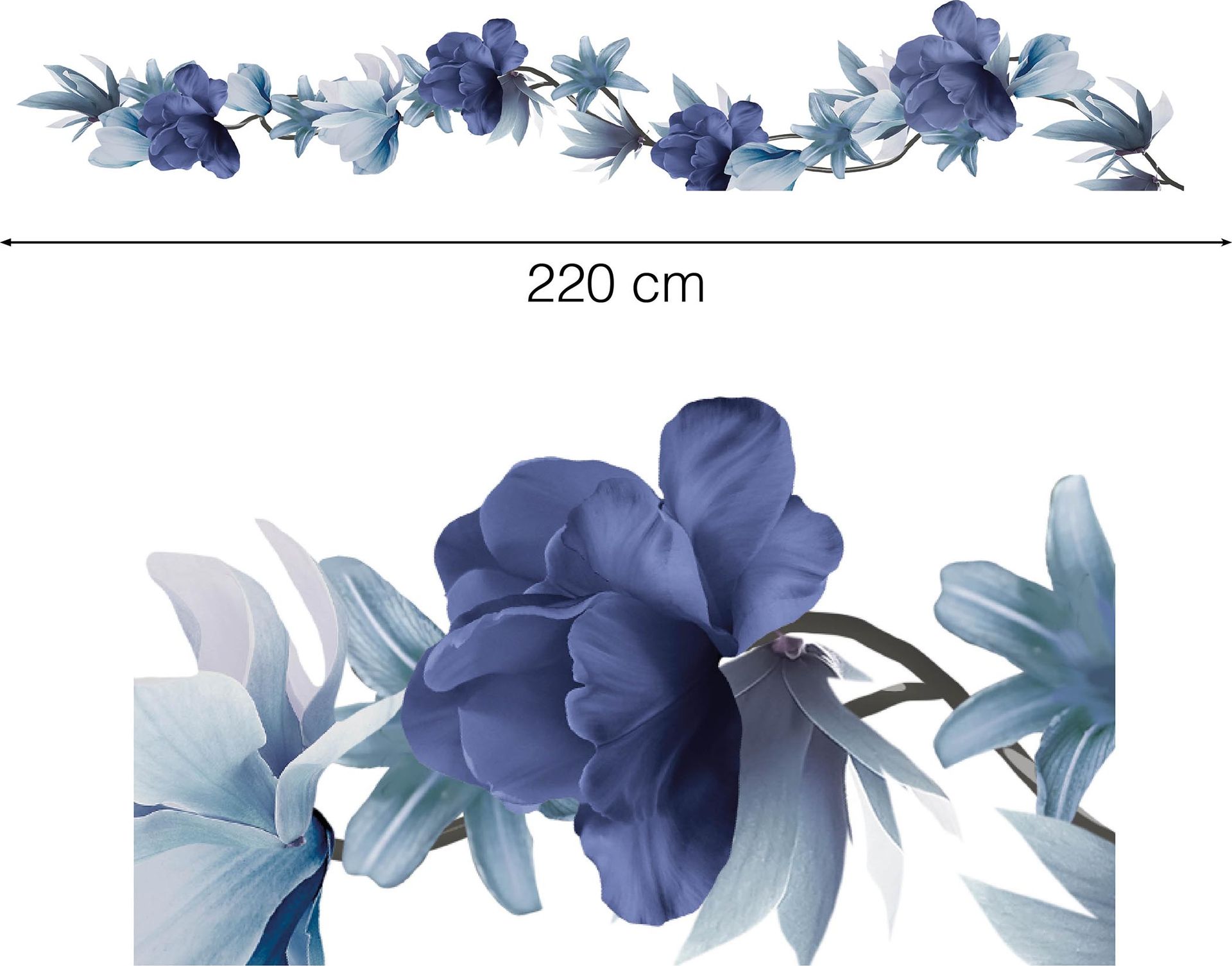 Grijze bloemenslinger 220 cm