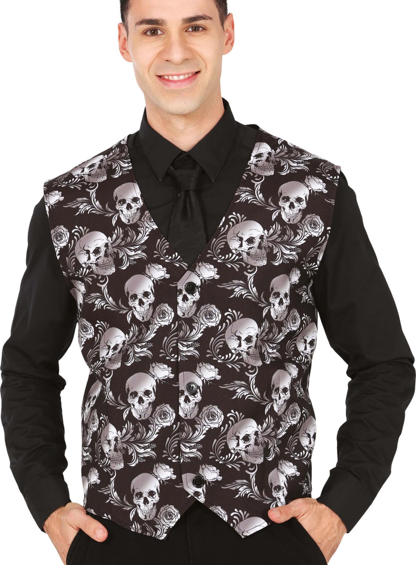 Grijze schedels gillet heren halloween