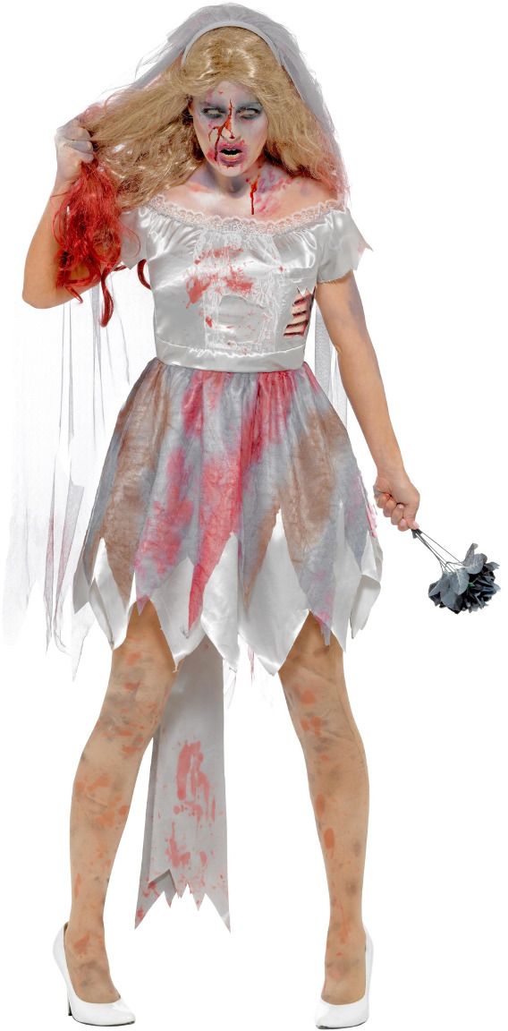 Grijze zombie bruidsjurk
