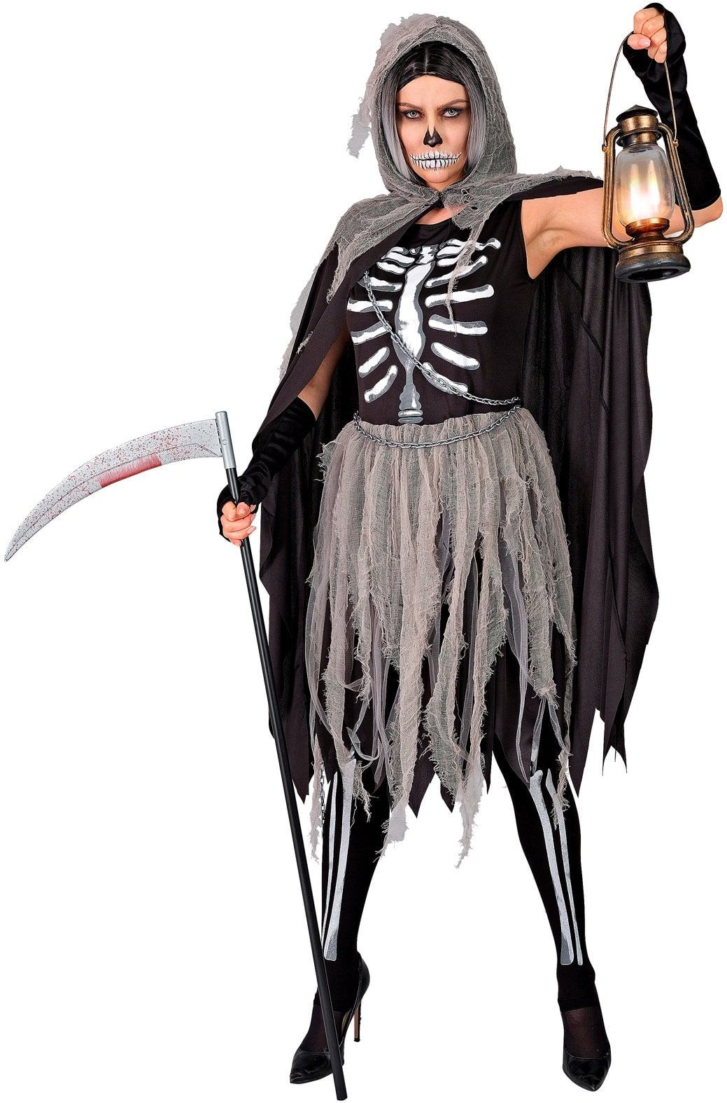 Grim Reaper Jurk Halloween Dames Grijs