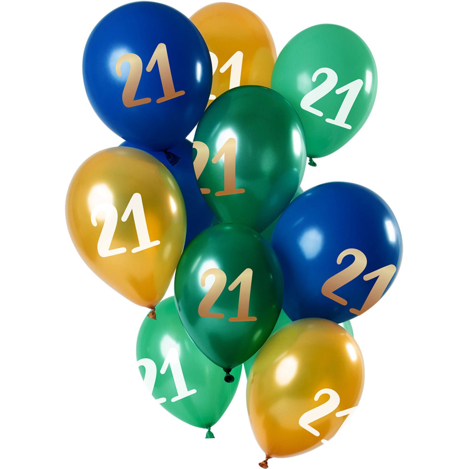 Groen gouden 21 jaar ballonnen 12 stuks