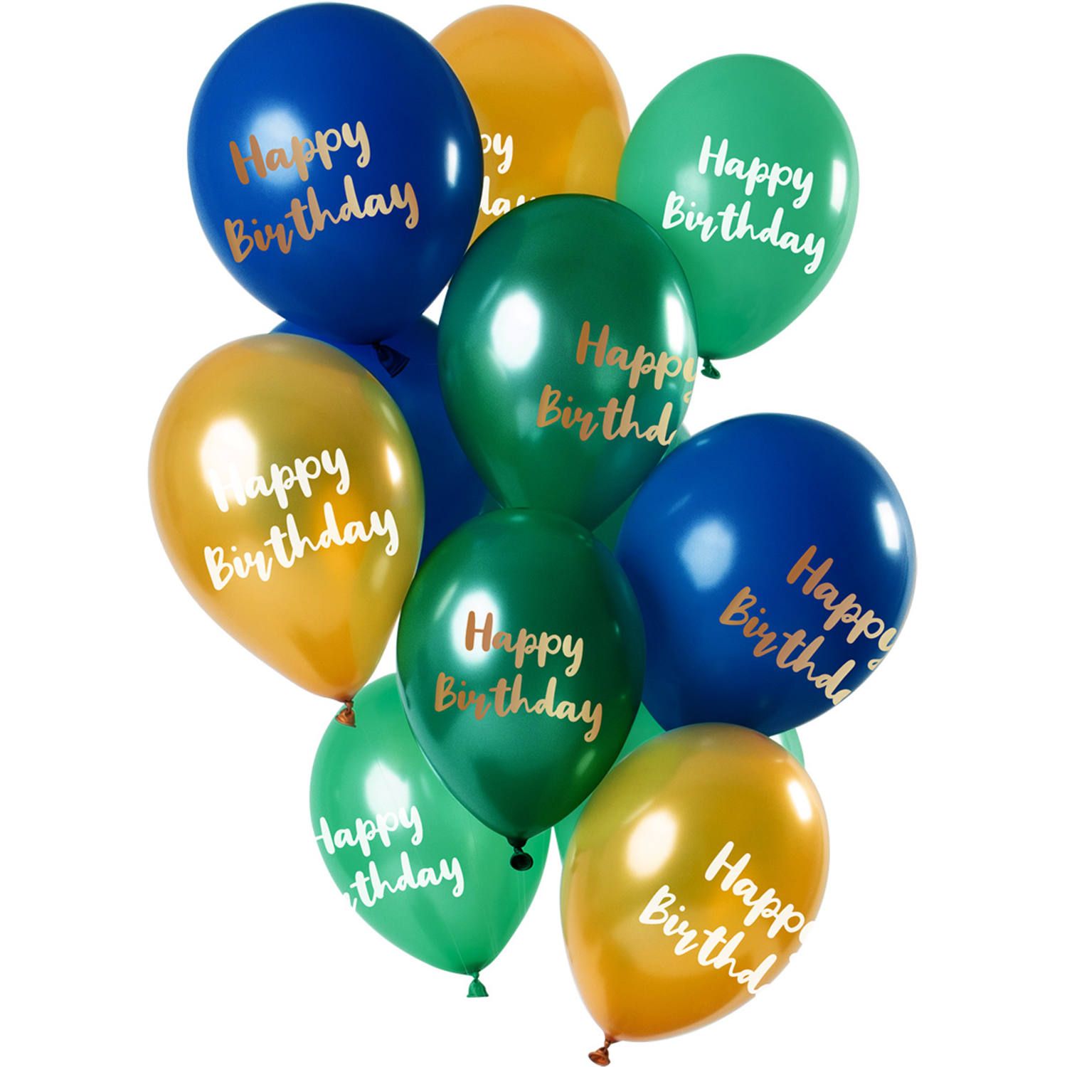 Groen gouden happy birthday ballonnen 12 stuks