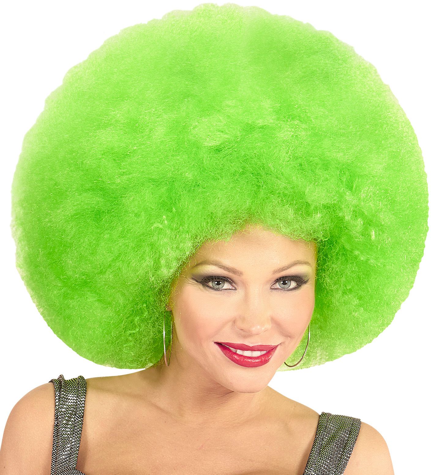 Groene afro pruik extra groot