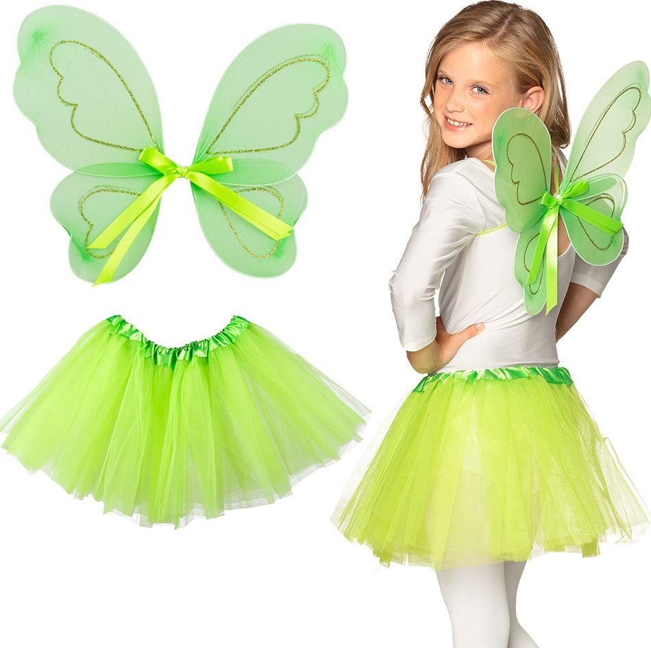 Groene bosfee vleugels en tutu