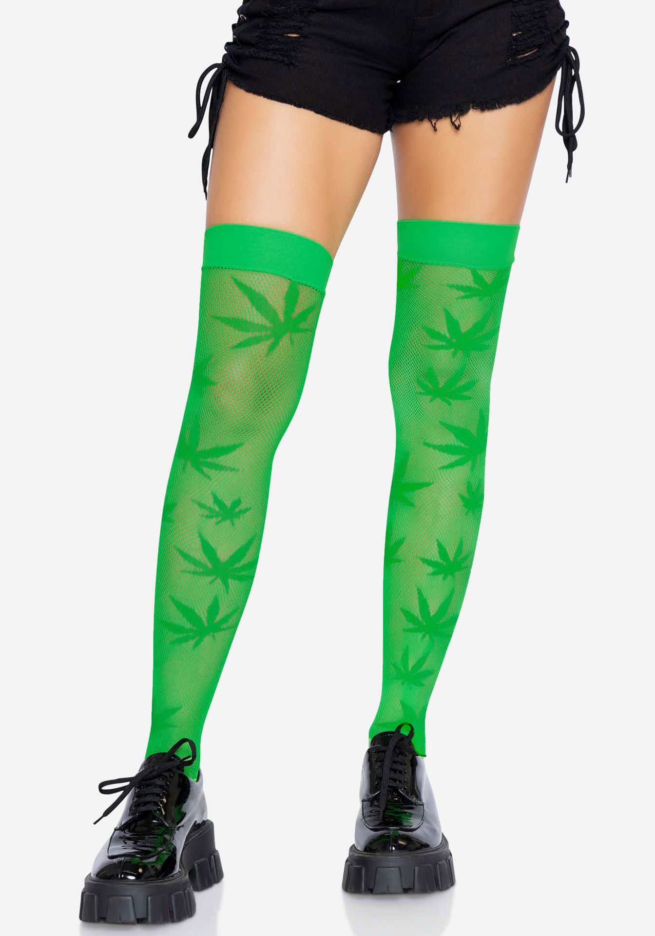 Groene cannabis netkousen