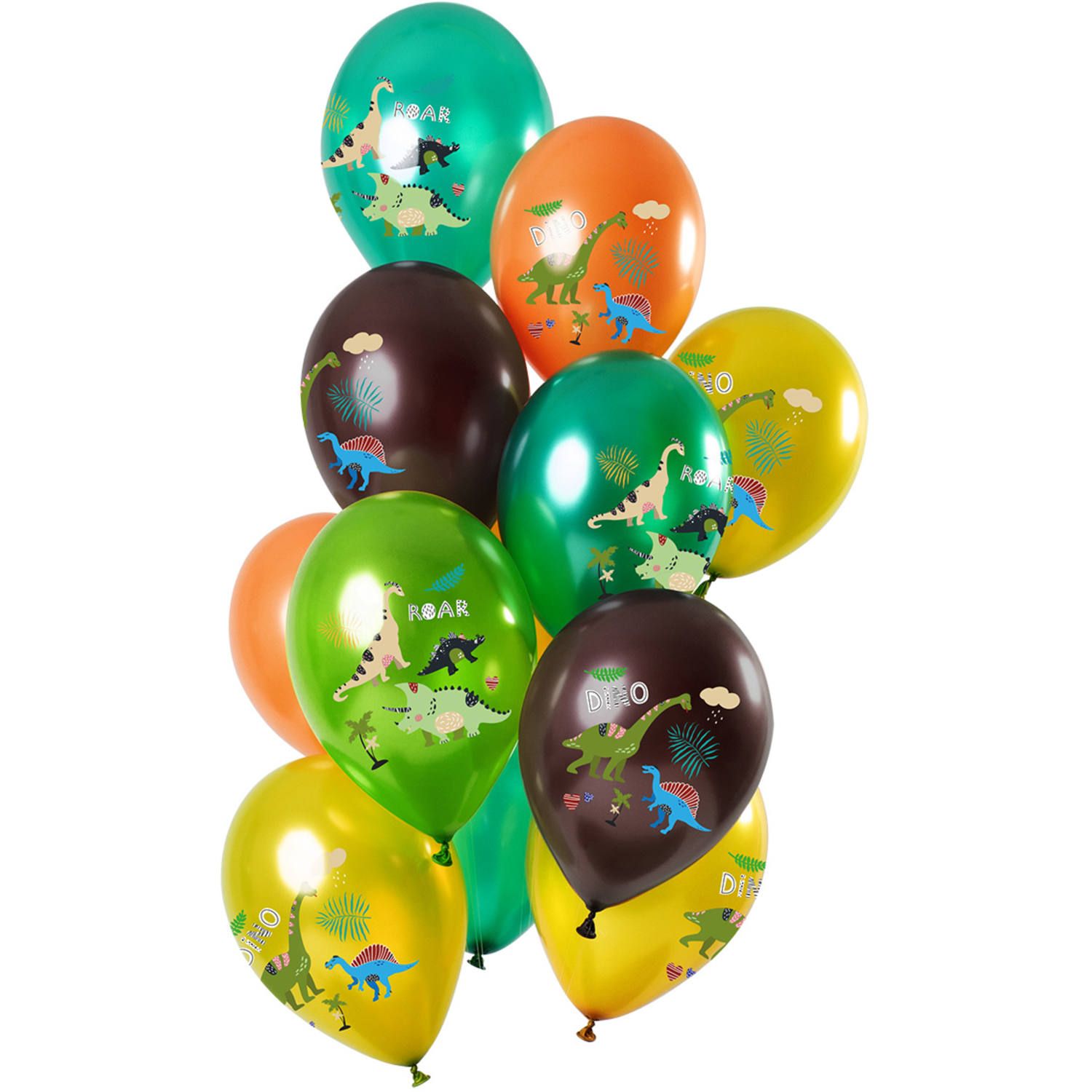Groene dinosauris metallic ballonnen 12 stuks