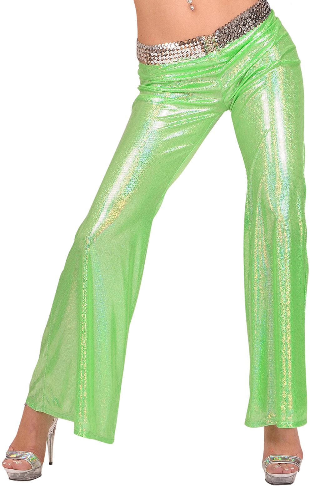 Groene holografische disco broek